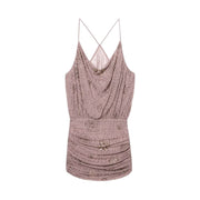 Sequin Tulle Women Ruched Slip Blouse