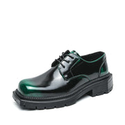 Man Shoes Formal Green Glossy Leather Shoes
