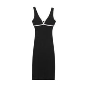 Knitted Slip Women Black Backless Party Dresses
