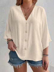 Summer Elegant Solid Color Casual Blouse