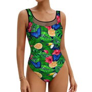 Tropical Leaf Swimsuit Women Push Up Beach Wear