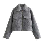 Tweed Cropped Jackets For Women Autumn Winter Short Coat
