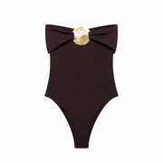 Woman Off Shoulder Sleeveless One Pieces Swimsuit Top