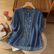 Women Blouse Vintage Embroidery Shirts