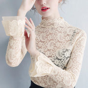 Women Sexy Transparent Long Sleeve Top Lace