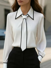 Women Tie Lapel Design Casual Shirt