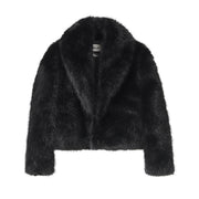 Women Winter Short Fur Jacket Vintage Chic Overcoat