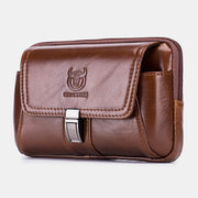 Men Genuine Leather Thick Zipper Waist Bag Phone Cover Belt Bag