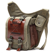 Men Canvas Retro Travel Cycling Crossbody Bag Chest Bag Military Messenger School Travel Hiking Satchel