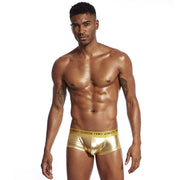 Men boxer Leather briefs solid color sexy big pocket briefs