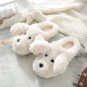 Cute dog plush shoes new warm indoor couple bag root cotton slippers women
