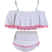 Hot New one-shoulder fringed swimsuit sexy ruffled high waist bikini