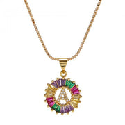 Stainless steel necklace 26 English alphabet pendant with zircon pendant jewelry