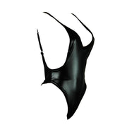 One-piece swimsuit European and American sexy bikini imitation leather swimsuit