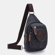 Men Retro Canvas High Capacity Chest Bag Casual Wear Resisting Waterproof Crossbody Bag Shoulder Bag