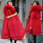 Winter Plus size Outerwear Warm Hooded Mid-length Women Padded Coat
