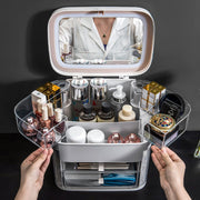 LED Light Cosmetic With Led Mirror Cosmetic Storage Box