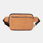 Genuine Leather Chest Bag Waist Bag Retro 6.3 Inch Phone Bag 2 In 1