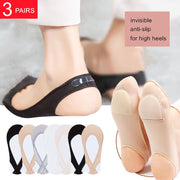 High Heels Shoes For Invisible Boat Socks Women Summer Silicone Non-slip Socks 3 Pairs Set