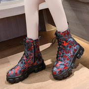 High top platform shoes Martin boots printed camouflage ankle boots 5cm