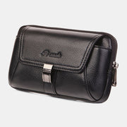 Men Genuine Leather Large Capacity Retro 6.3 Inch Phone Bag Waist Bag Multifunction Horizontal Belt Bag