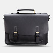 Men PU Leahter Large Capacity Cover Briefcase Retro Waterproof Wear-resistant Horizontal Crossbody Bags Shoulder Bag Messenger Bag
