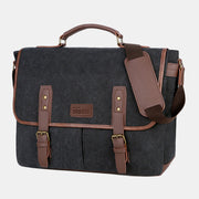 Men Wear-resistant Breathable Canvas Crossbody Bags Retro Rivet Reinforcement Multi-pocket Shoulder Bag Handbag Teacher Bag Work Bag