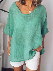 Casual V-neck Solid Blouse