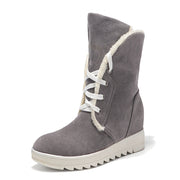 Plus Size Women Casual Warm Slip Resistant Lace Up Thick Sole Snow Boots