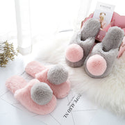 Plush cute home non-slip warm cotton slippers women