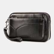 Men First Layer Cowhide Multi-pocket Horizontal Clutch Bags Retro Large Capacity 6.5 Inch Phone Bag