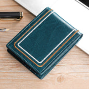 Men Genuine Leather Sewing Thread Car Driving Document Holder Card Foldable Card Holder Wallet