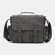 Men PU Leather Flap-Over Large Capacity Crossbody Bags Casual Fashion Multi-pocket Messenger Bag Handbag Shoulder Bag