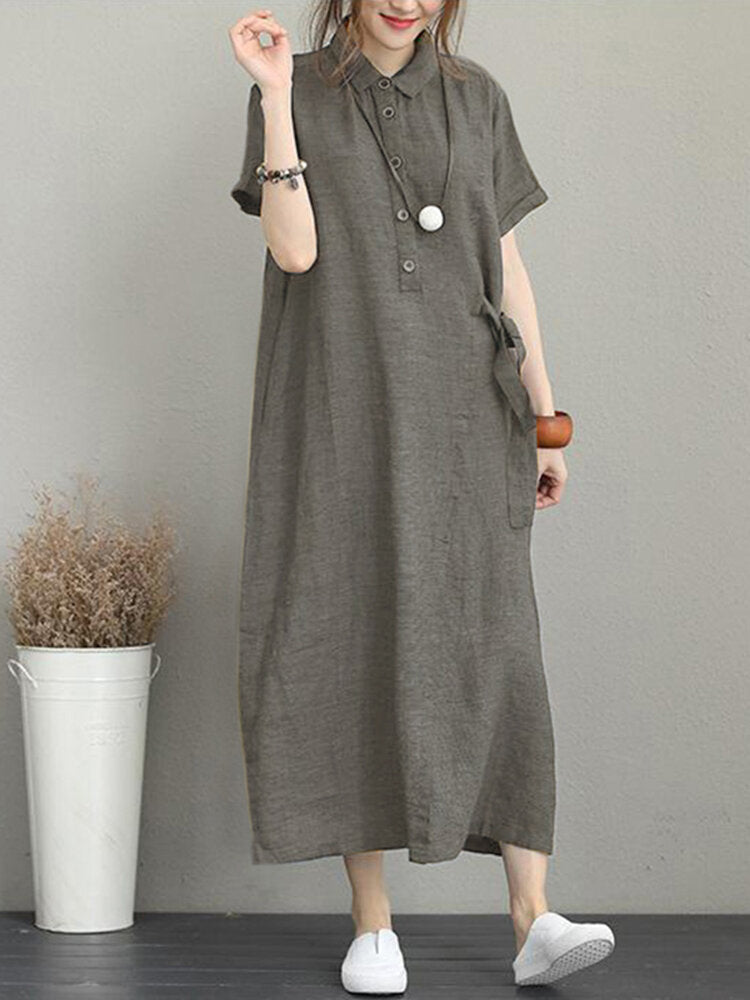 casual dress pockets Button Down Casual Loose Short Sleeve Women Maxi – Come4Buy eShop Montego Halter Dress Zendaya's NYC 'The Drama' and fit Color:BLACK GOLD
