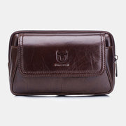 Men Waist Bag Genuine Leather 5.8 inch Phone Waist Bag