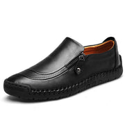 Soft Genuine Leather Side Zipper Slip On Men Dress Shoes