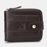 Men Genuine Leather Bifold Large Capacity RFID Anti-theft 12 Card Slots Card Holder Coin Purse Money Clip Wallet