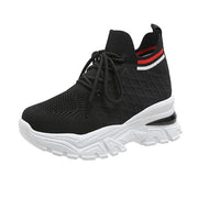 Women 8cm Height Increasing Walking Lace Sporty Shoes