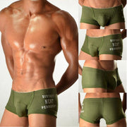 New men's cotton boxer shorts with closed cuffs low waist stylish solid color U convex design