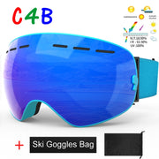 Adult ski goggles with double-layer anti-fog multi-color glasses
