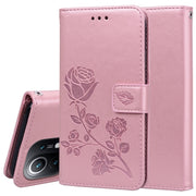 For Xiaomi Mi 11 Rose Embossed Horizontal Flip PU Leather Case with Holder Card Slots