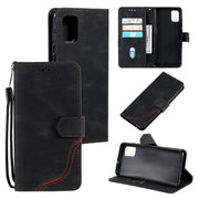 For Samsung Galaxy Note20 Three-color Stitching Calf Texture Horizontal Flip Leather Case with