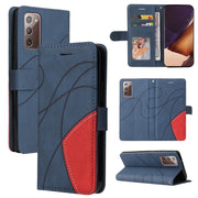 For Samsung Galaxy Note20 Dual-color Splicing Horizontal Flip PU Leather Case with Holder