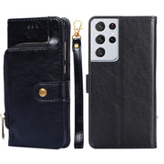 For Samsung Galaxy S21+ 5G Zipper Bag PU + TPU Horizontal Flip Leather Case with Holder Card