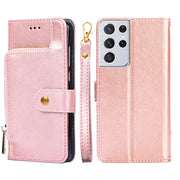 For Samsung Galaxy S21+ 5G Zipper Bag PU + TPU Horizontal Flip Leather Case with Holder Card