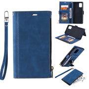 For Samsung Galaxy Note 20 Side Zipper Back Card Horizontal Flip PU Leather Case with Card Slots