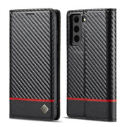 LC.IMEEKE Carbon Fiber PU + TPU Horizontal Flip Leather Case with Holder Card Slot