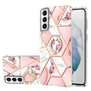 For Samsung Galaxy S21+ 5G Electroplating Splicing Marble Flower Pattern TPU Shockproof Case with