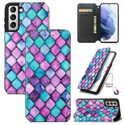 For Samsung Galaxy S21+ 5G Colorful Magnetic Horizontal Flip PU Leather Case with Holder Card
