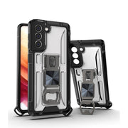 PC + TPU Shockproof Protective Case with Corkscrew Holder For Samsung Galaxy S21+ 5G(Sapphire